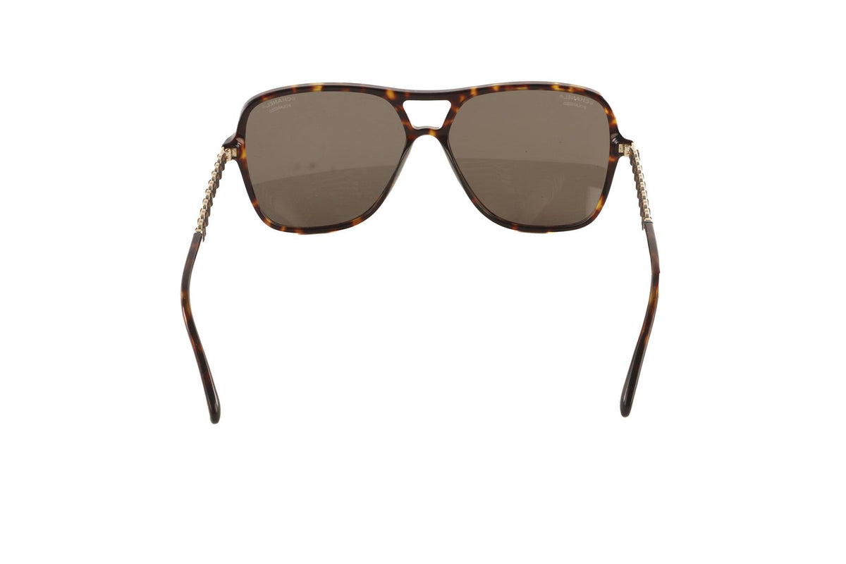 CHANEL BROWN D-FRAME ACETATE SUNGLASSES