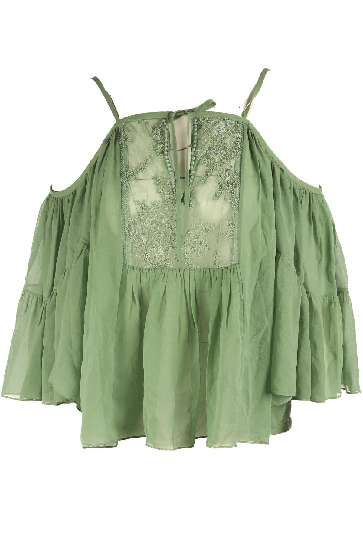 ROBERTO CAVALLI GREEN SILK TOP IT 42 UK 10