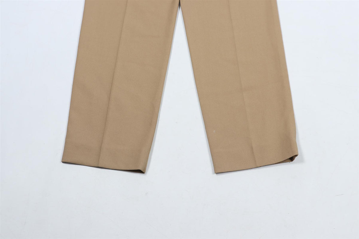 SAINT LAURENT BEIGE COTTON AND WOOL BLEND STRAIGHT LEG PANTS FR 34 UK 6