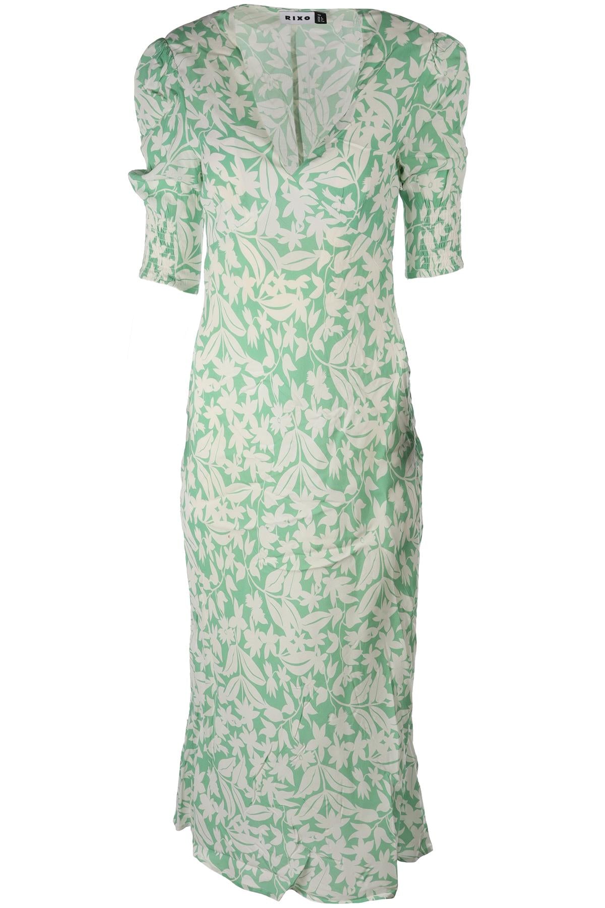 RIXO GREEN CREPE MAXI DRESS XXSMALL
