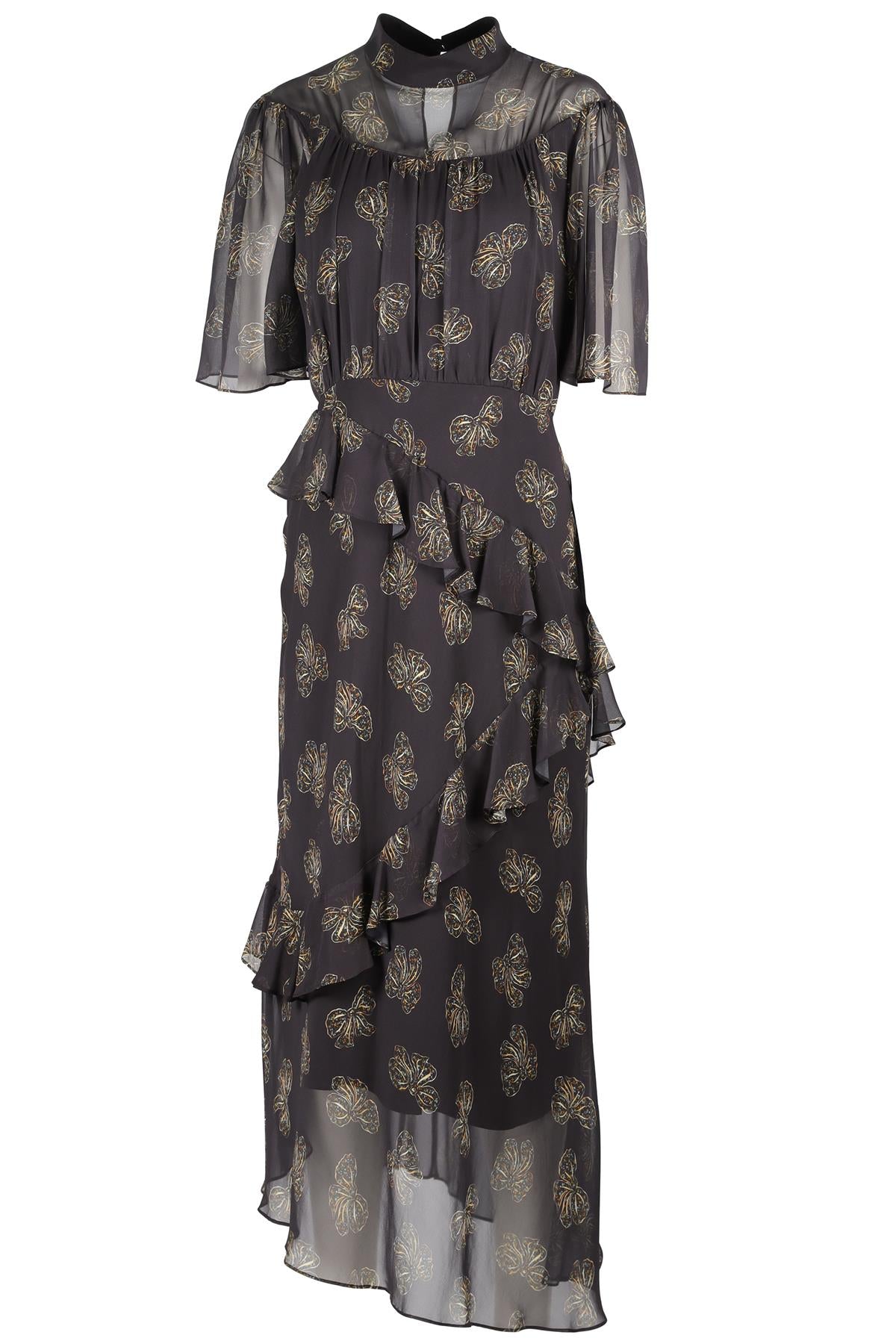 SALONI BLACK SILK MAXI DRESS UK 14
