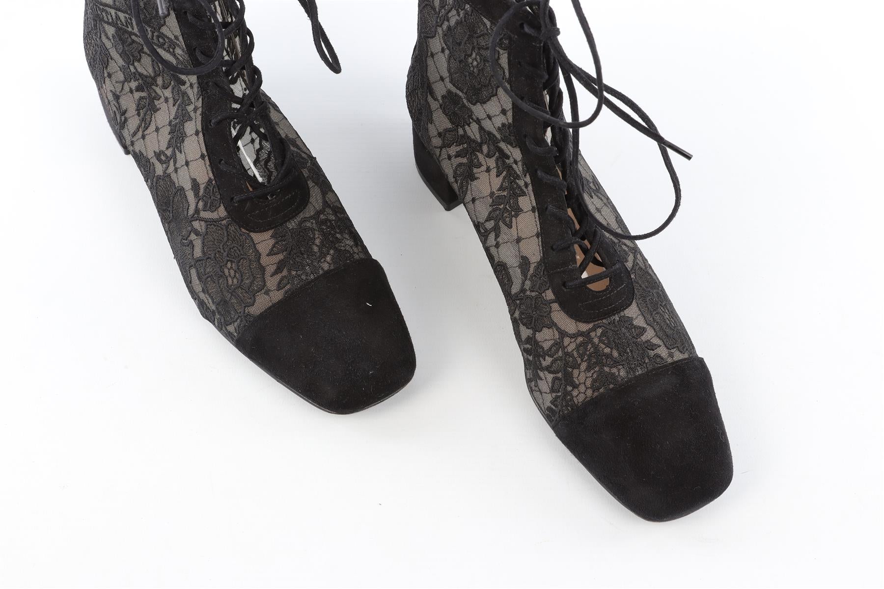 CHRISTIAN DIOR BLACK NAUGHTILY-D SUEDE ANKLE BOOTS EU 37.5 UK 4.5 US 7.5