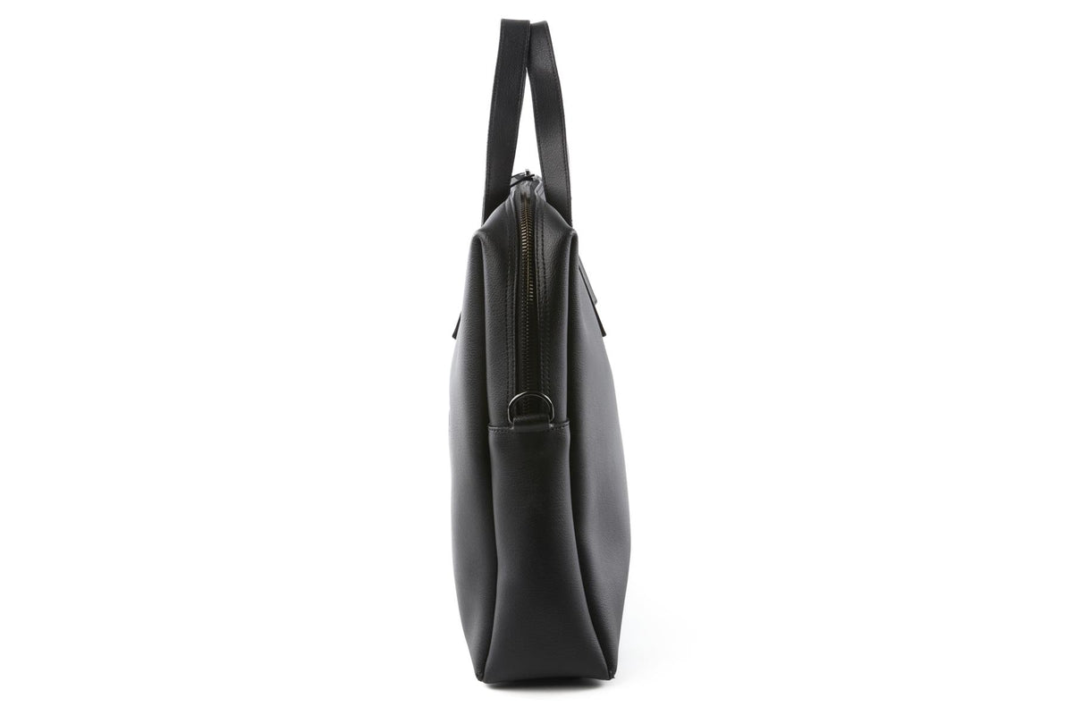 SAINT LAURENT BLACK MEN'S BOLD LEATHER BRIEFCASE