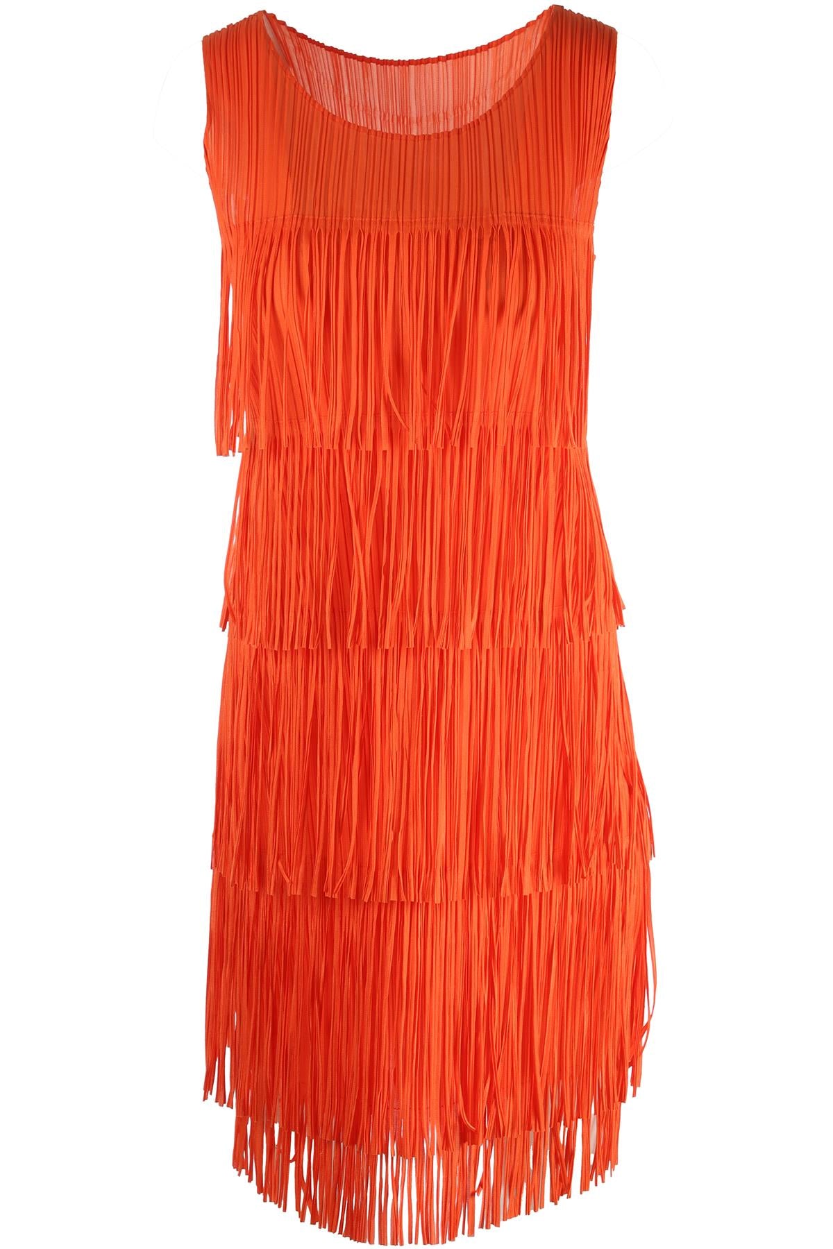 PLEATS PLEASE ISSEY MIYAKE ORANGE MIDI DRESS JP 2 UK 6