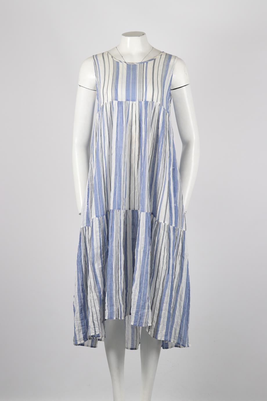XIRENA STRIPED COTTON MIDI DRESS XSMALL