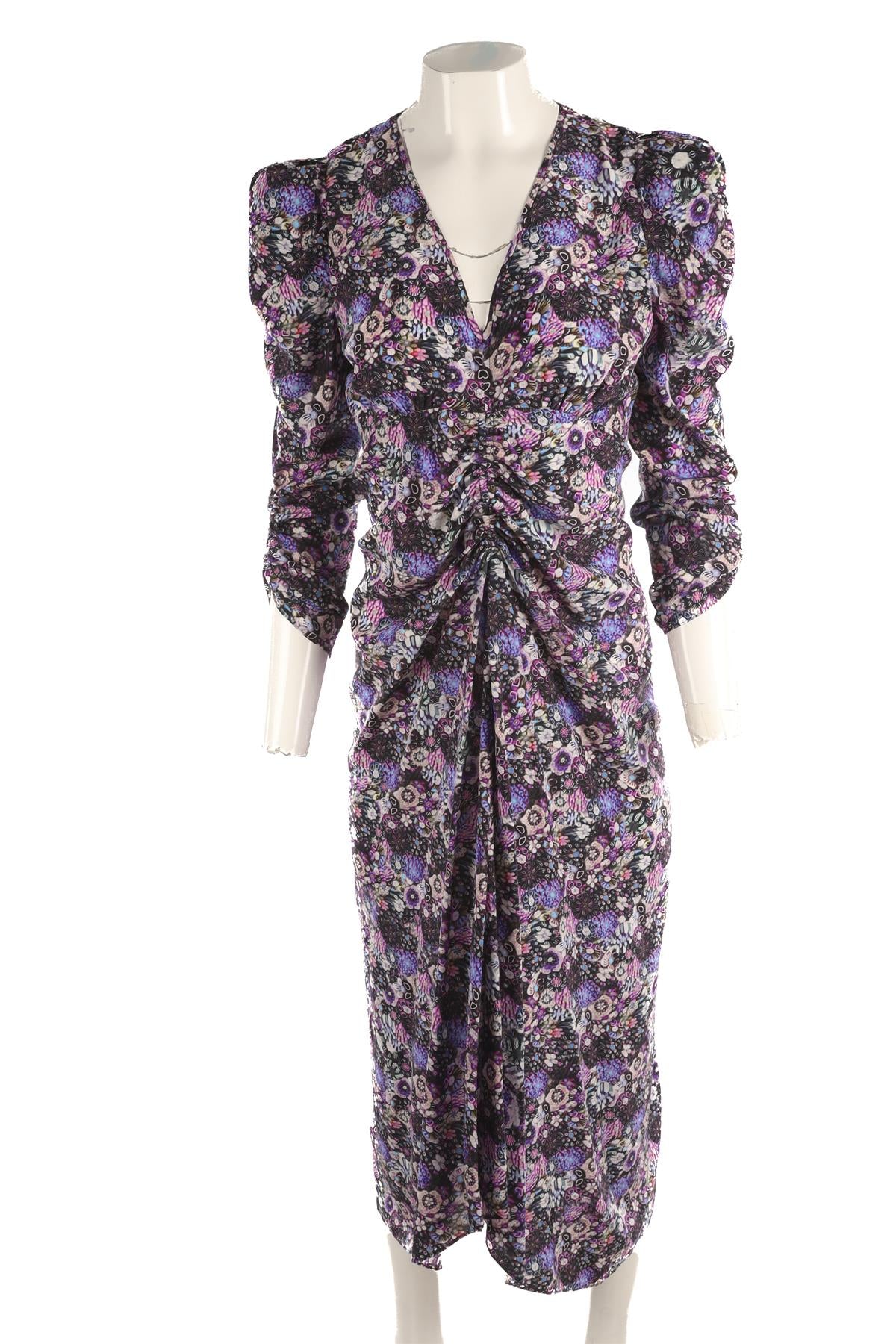 ISABEL MARANT PURPLE SILK MIDI DRESS FR 36 UK 8