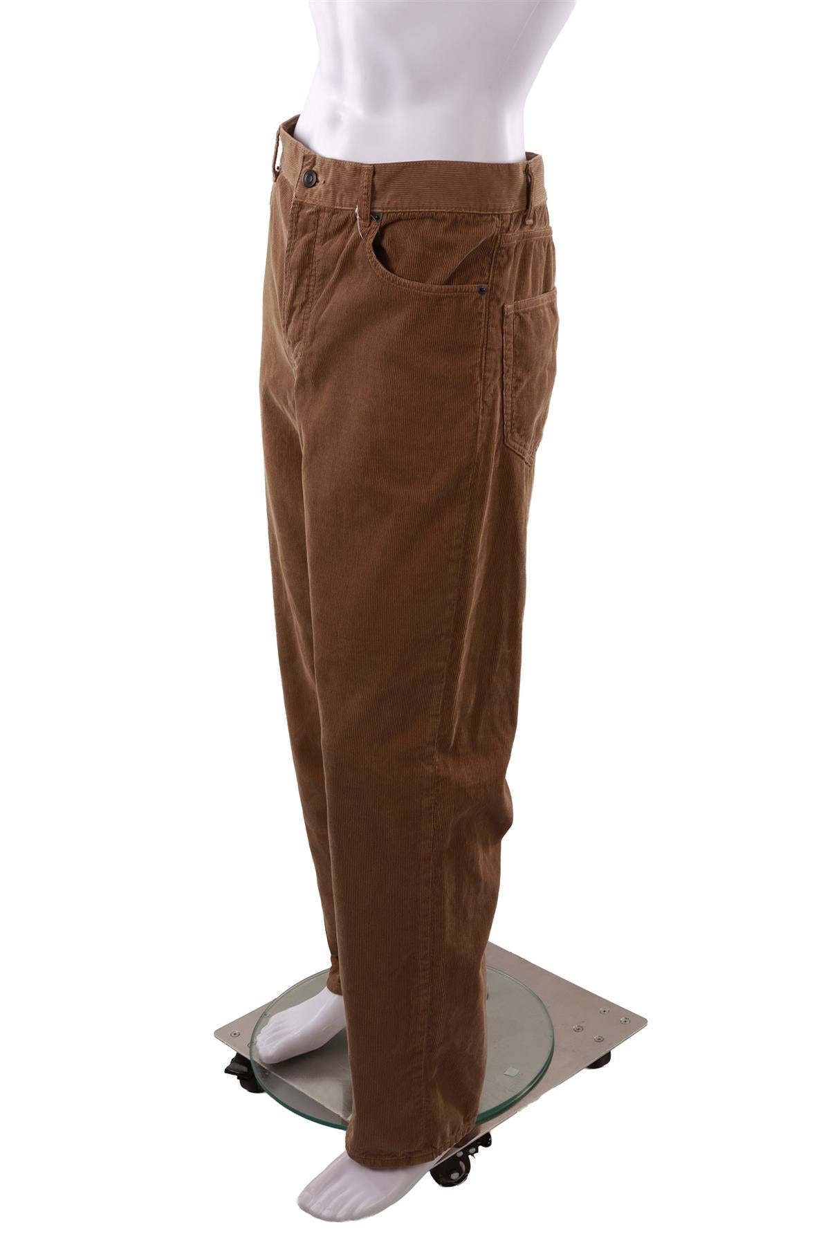 BEIGE MEN'S CORDUROY STRAIGHT LEG PANTS