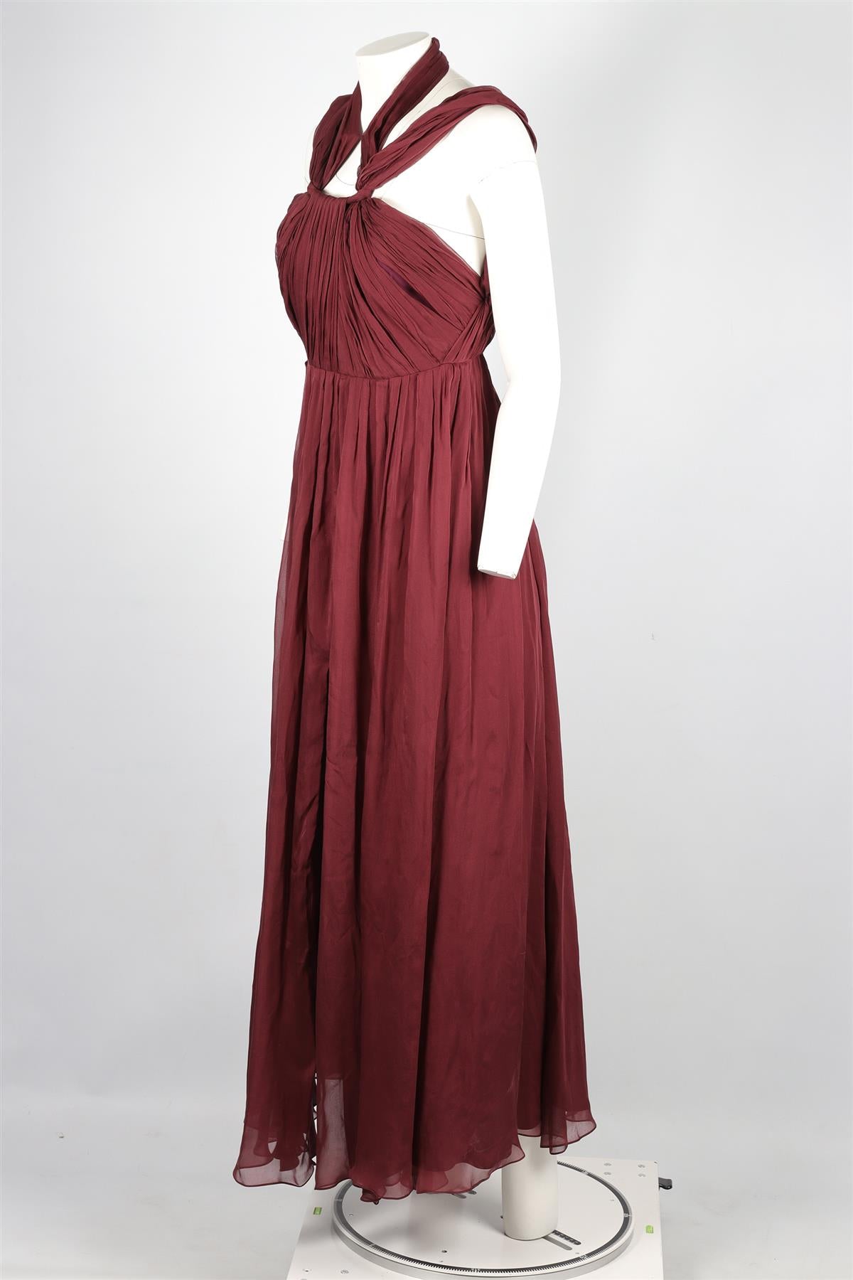 MATTHEW WILLIAMSON BURGUNDY SILK MAXI DRESS UK 10