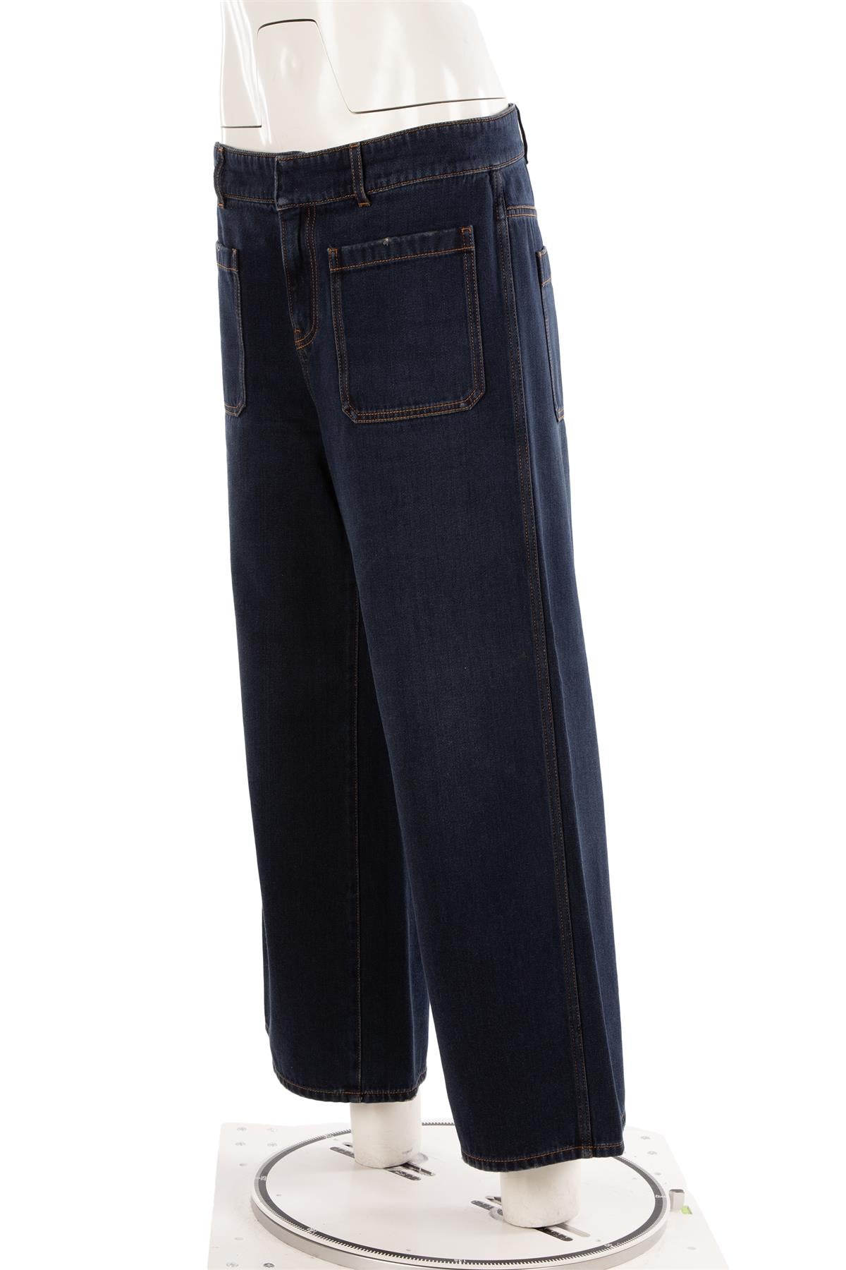CHRISTIAN DIOR NAVY HIGH RISE WIDE LEG JEANS FR 40 UK 12