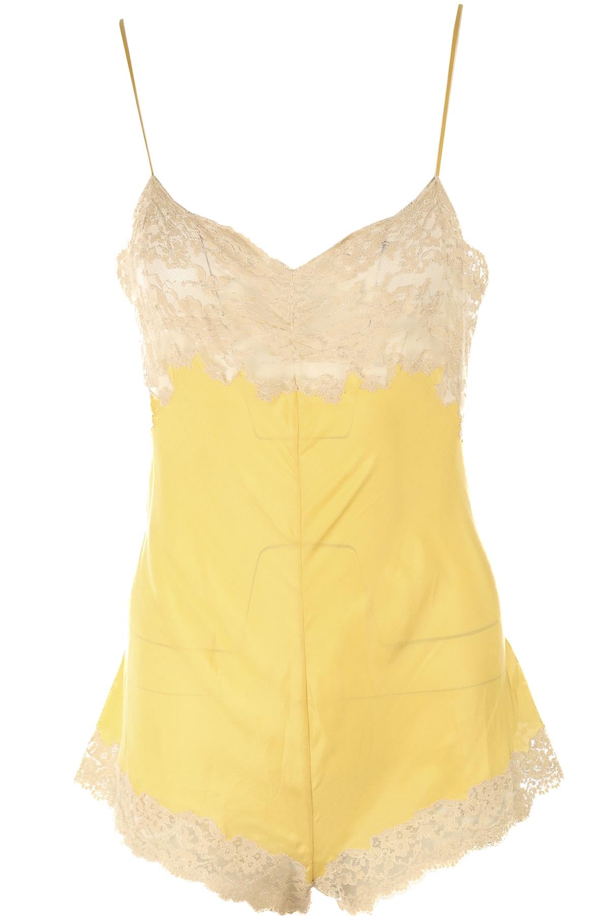 SAINT LAURENT YELLOW SILK BODYSUIT FR 36 UK 8