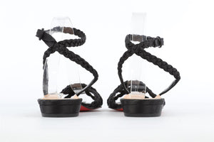 CHRISTIAN LOUBOUTIN BLACK SATIN SANDALS EU 38.5 UK 5.5 US 8.5