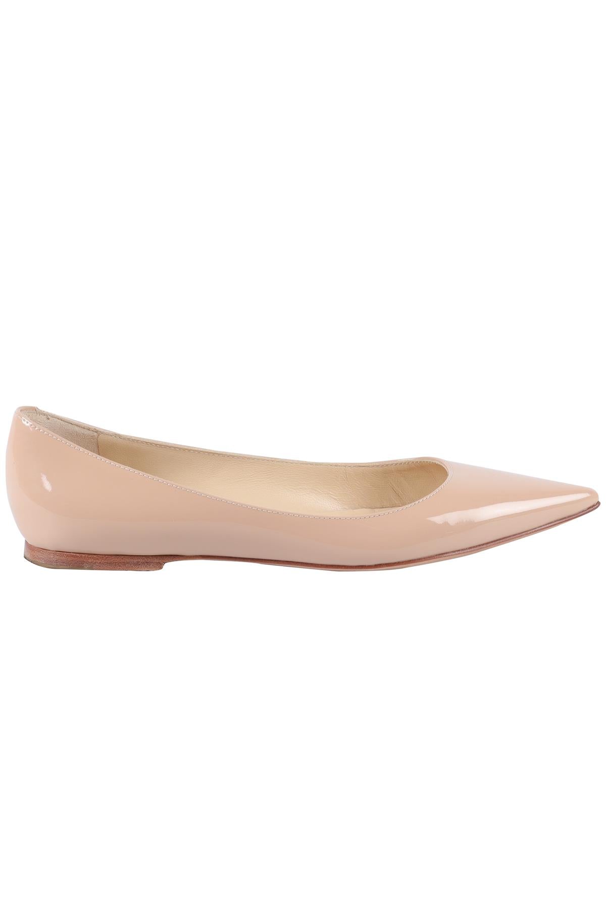 JIMMY CHOO NUDE PATENT LEATHER BALLET FLATS EU 34.5 UK 1.5 US 4.5