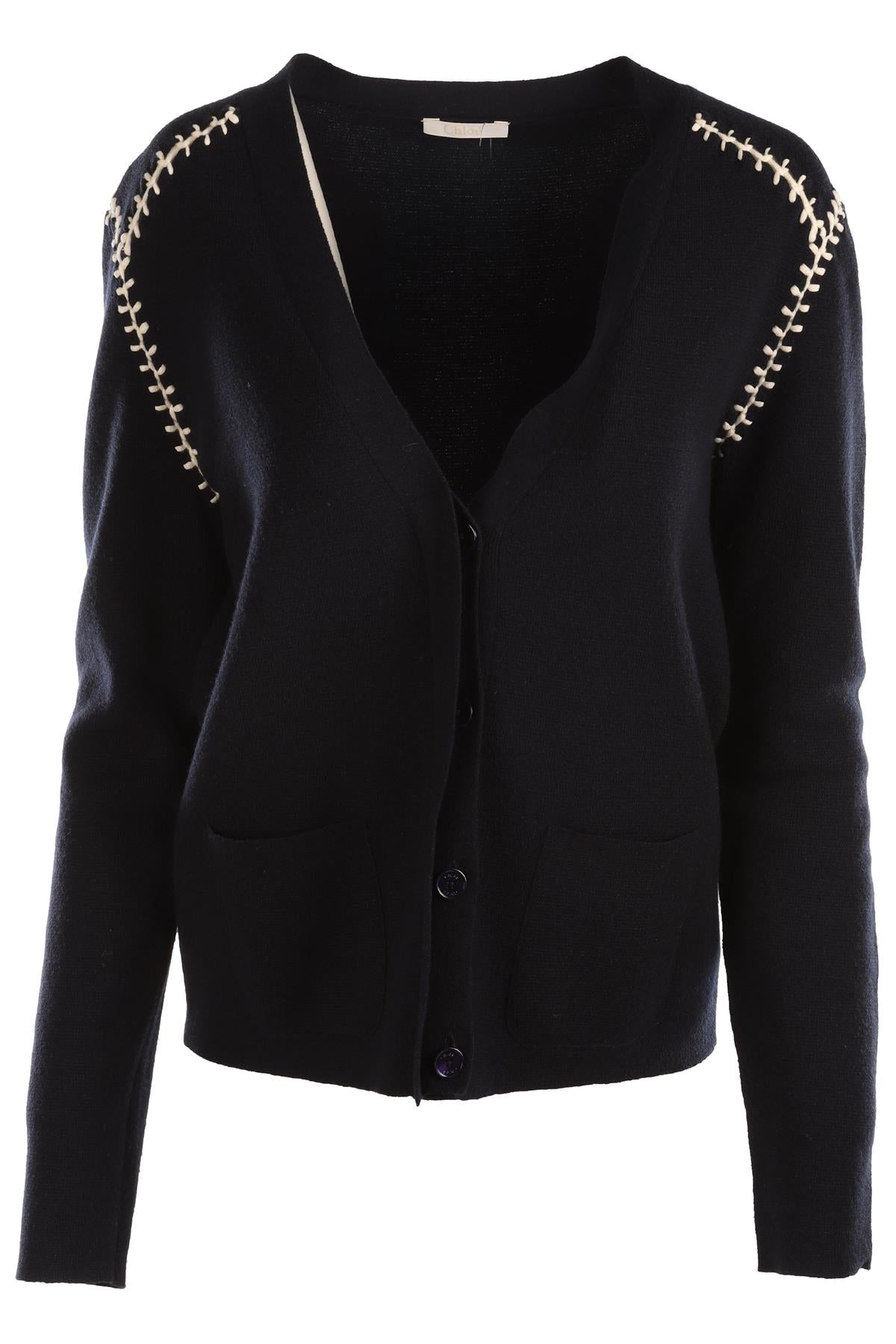 CHLOÉ NAVY CASHMERE CARDIGAN LARGE