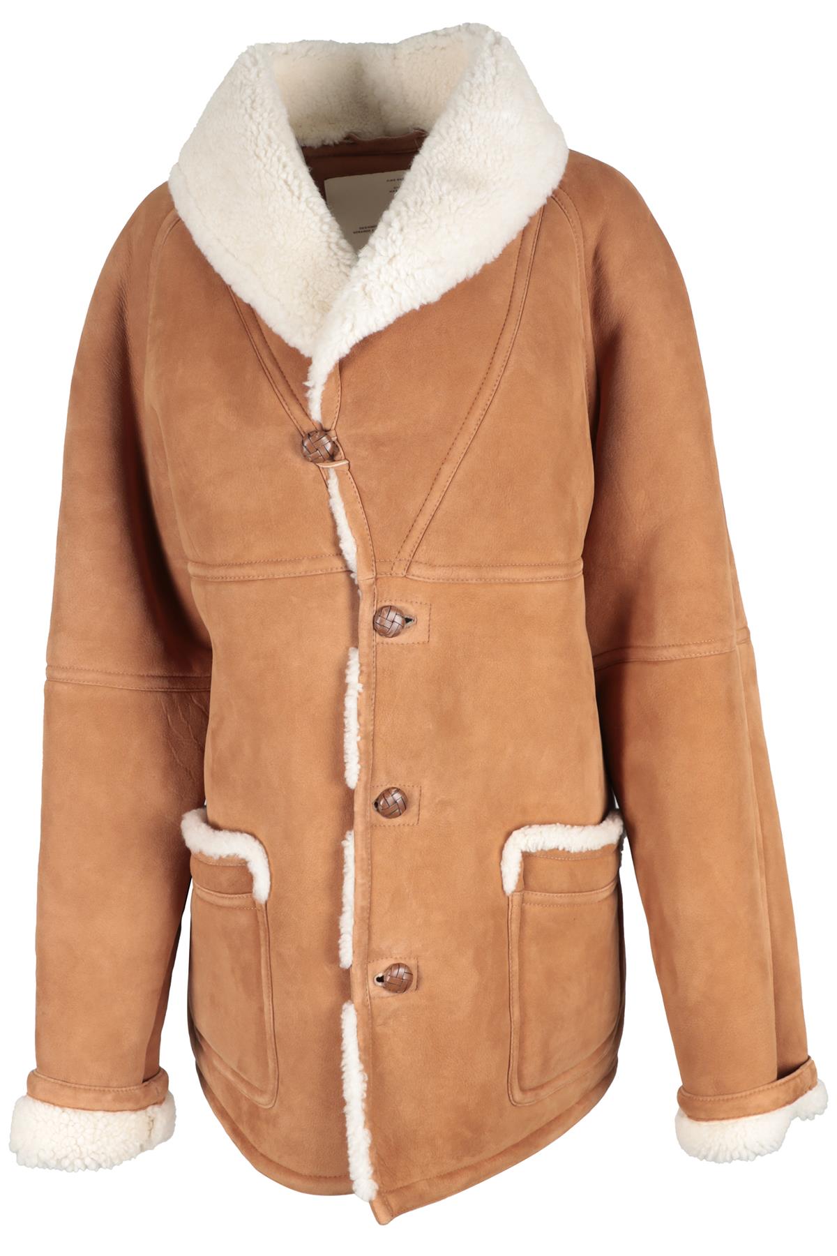 GIULIVA HERITAGE BROWN SHEARLING AND SUEDE JACKET MEDIUM