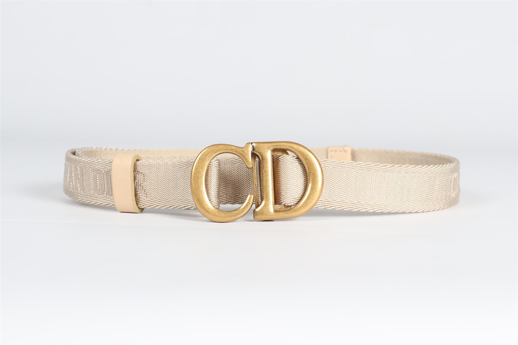 CHRISTIAN DIOR BEIGE CD FABRIC WAIST BELT ONE SIZE