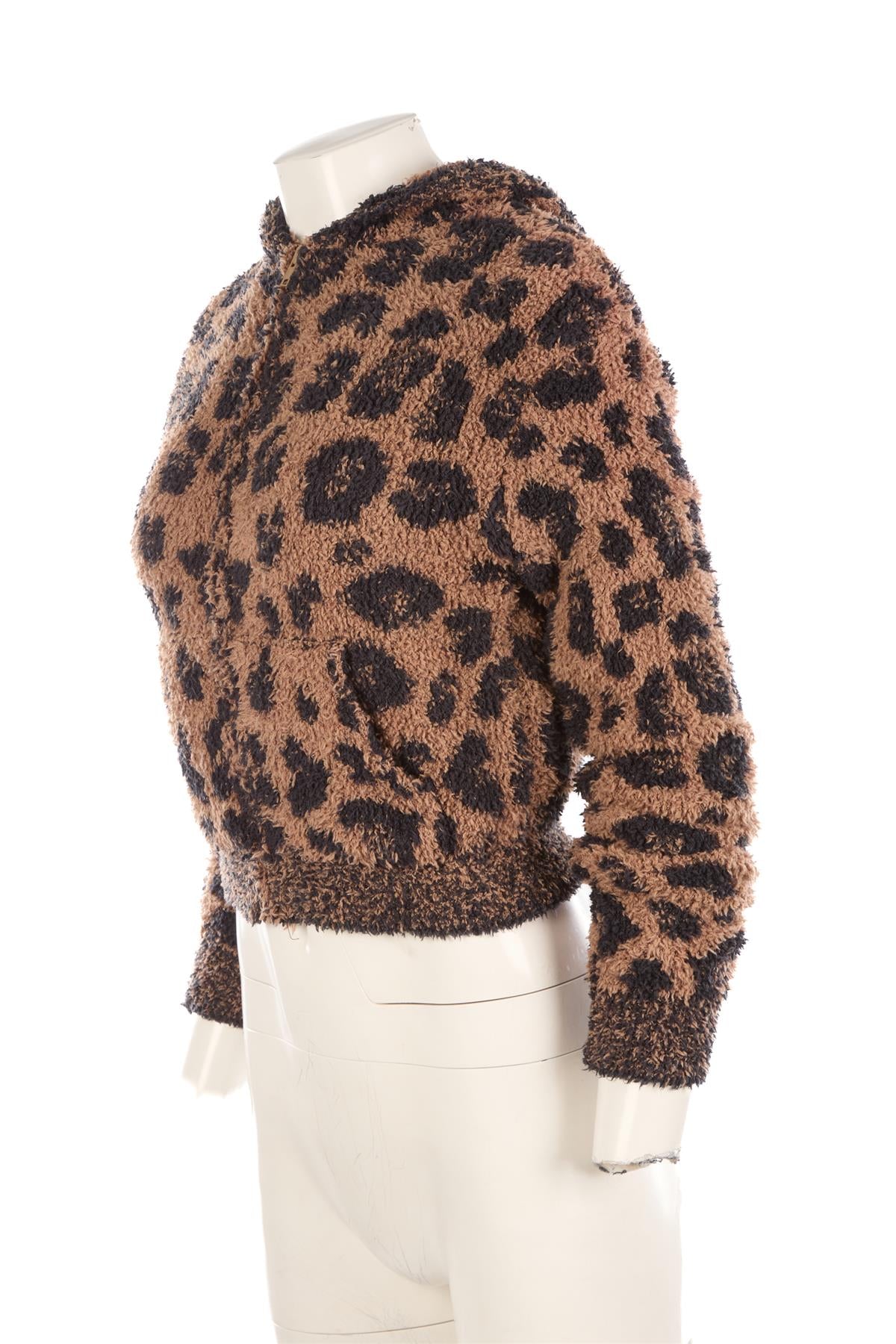 SKIMS BROWN FLEECE HOODIE XXSMALL