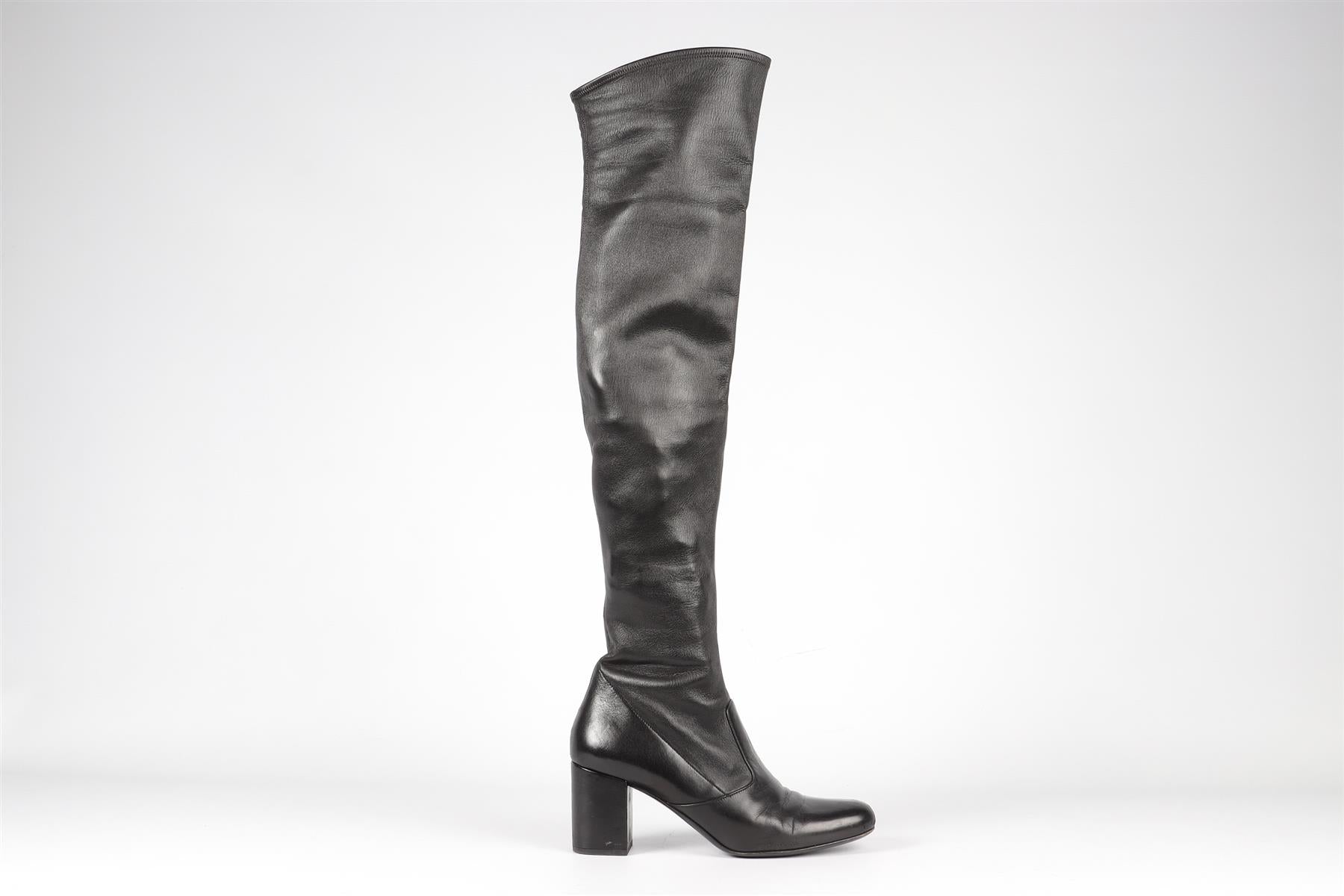 SAINT LAURENT BLACK LEATHER OVER THE KNEE BOOTS EU 39 UK 6 US 9