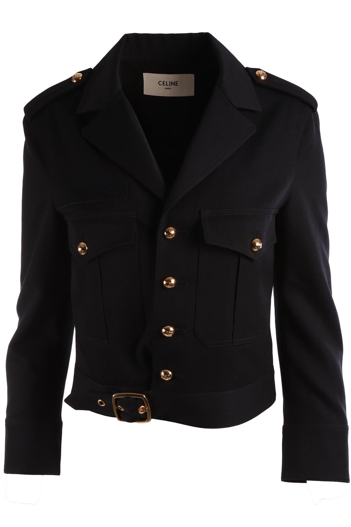 CELINE NAVY SAHARIENNE WOOL JACKET FR 36 UK 8