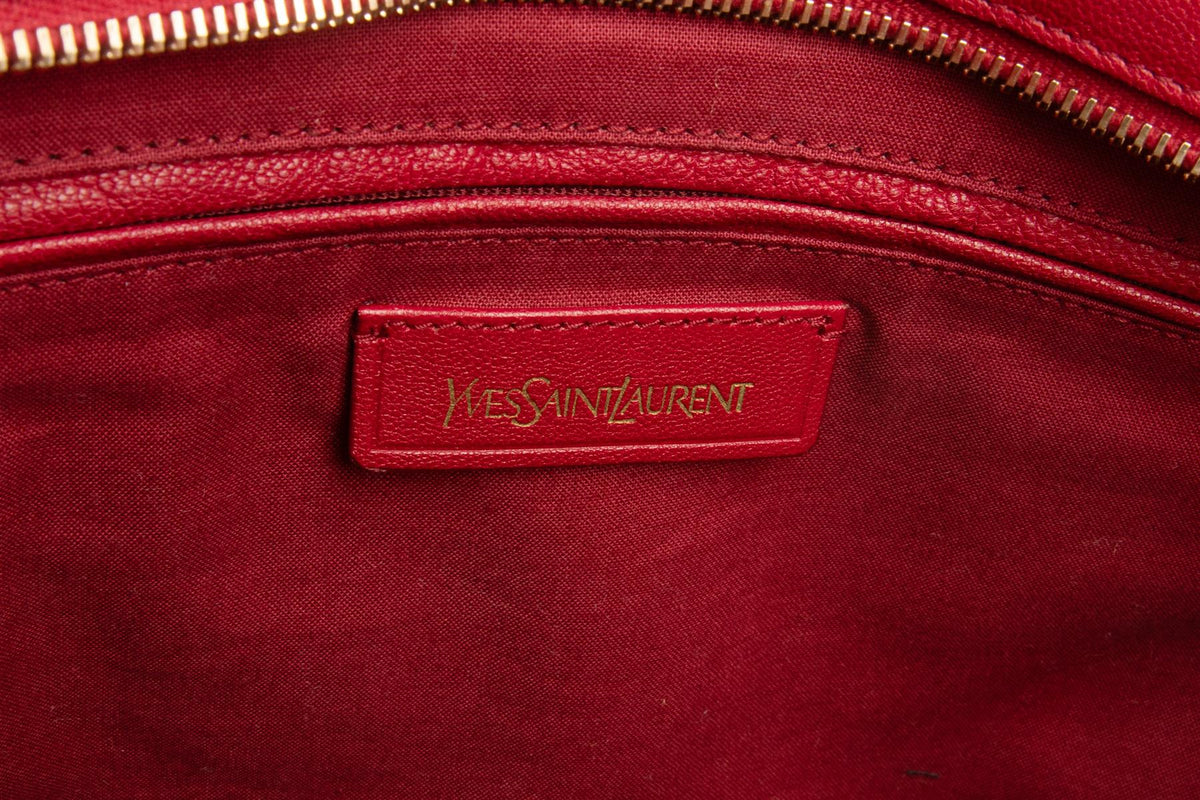 YVES SAINT LAURENT RED CABAS CHYC LEATHER TOTE BAG