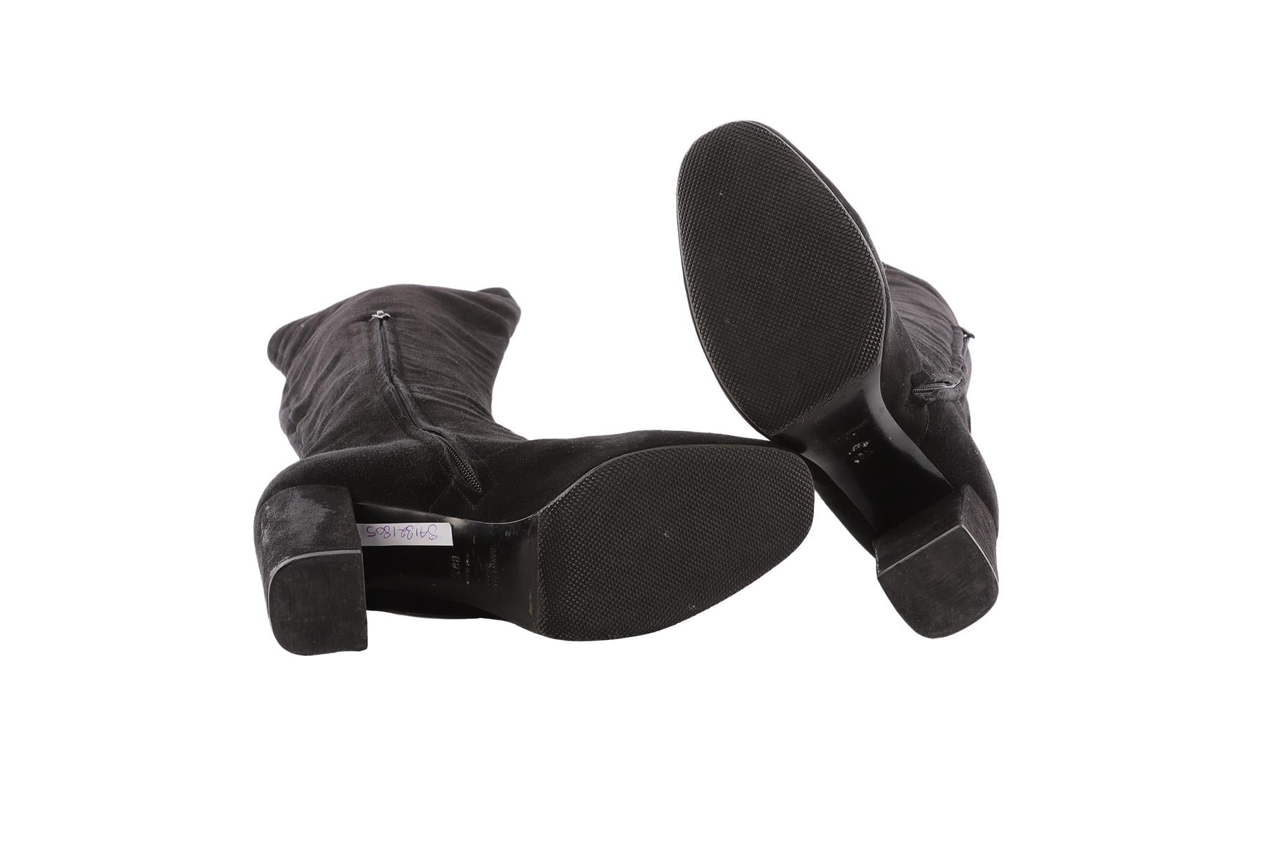 SAINT LAURENT BLACK SUEDE OVER THE KNEE BOOTS EU 39.5 UK 6.5 US 9.5