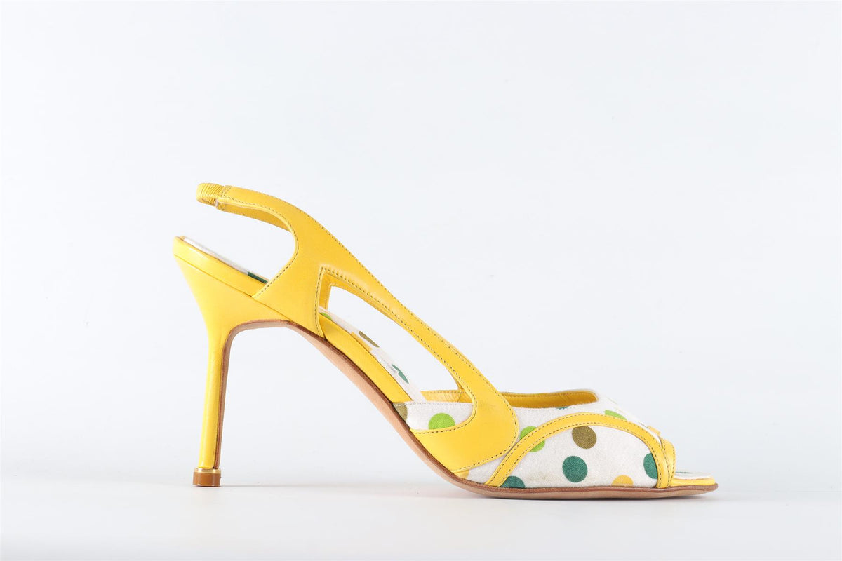 MANOLO BLAHNIK YELLOW LEATHER SLINGBACK SANDALS EU 39 UK 6 US 9