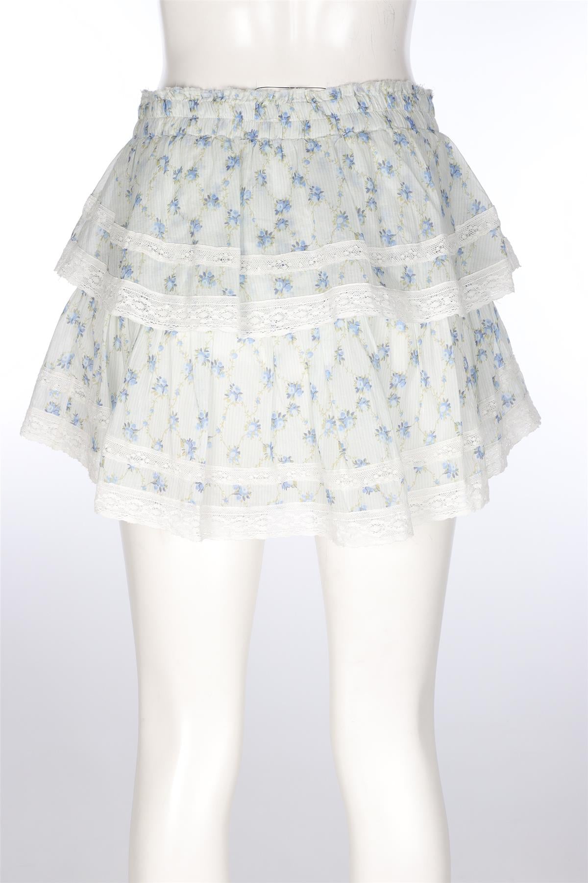 LOVESHACKFANCY BLUE COTTON MINI SKIRT MEDIUM