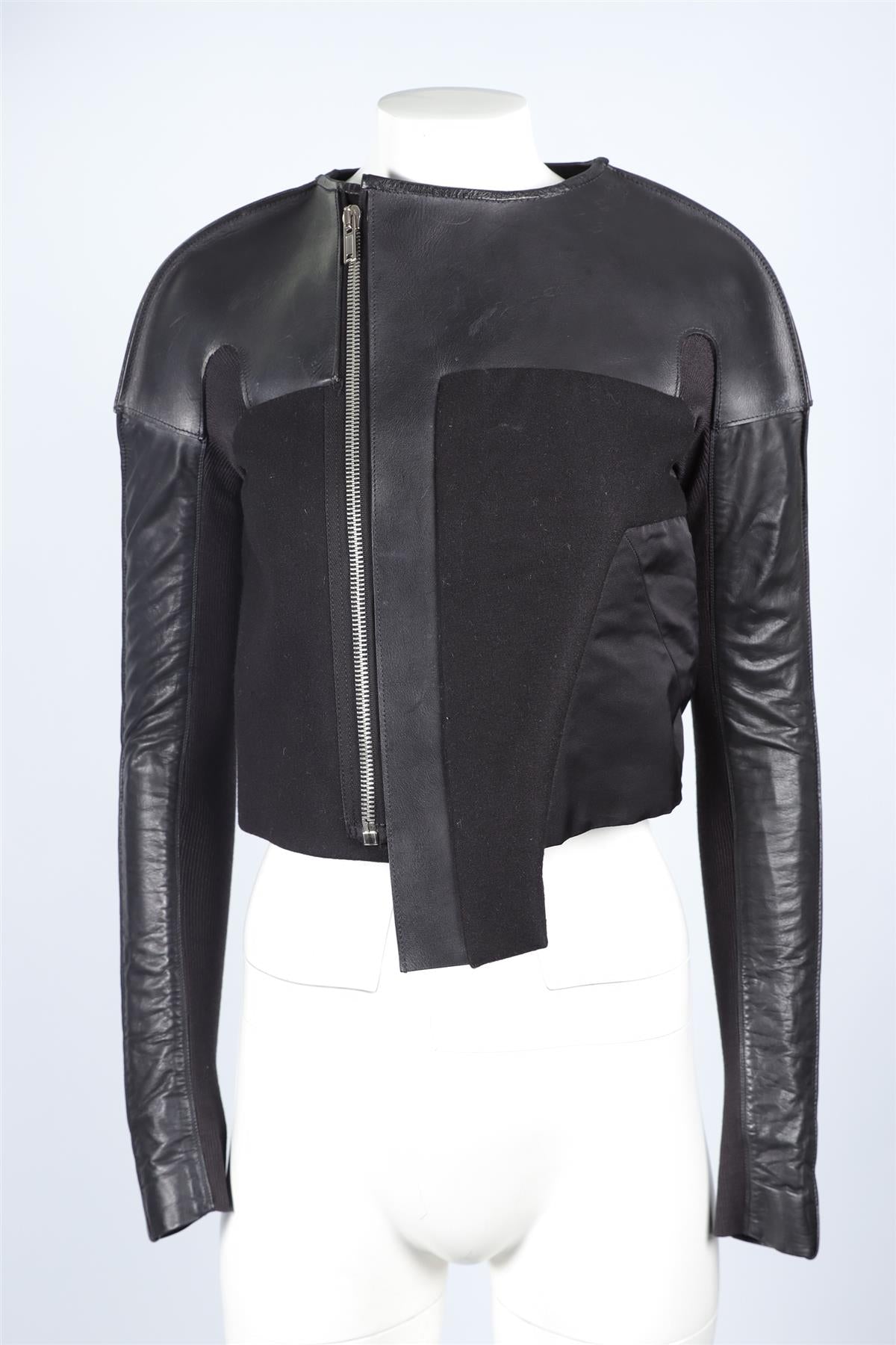 RICH OWENS BLACK LEATHER JACKET IT 38 UK 6