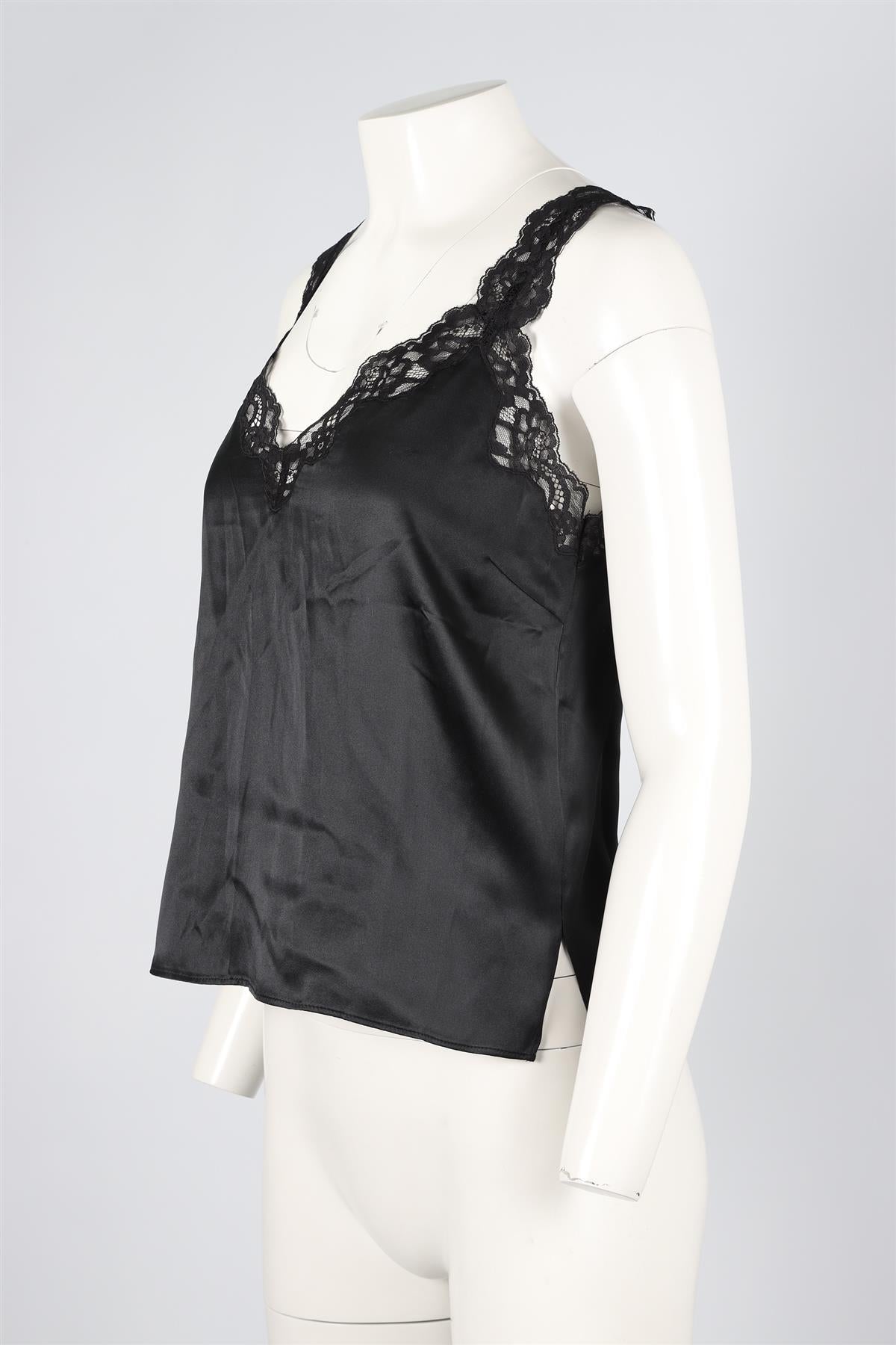 CAMI NYC BLACK SILK TOP XSMALL