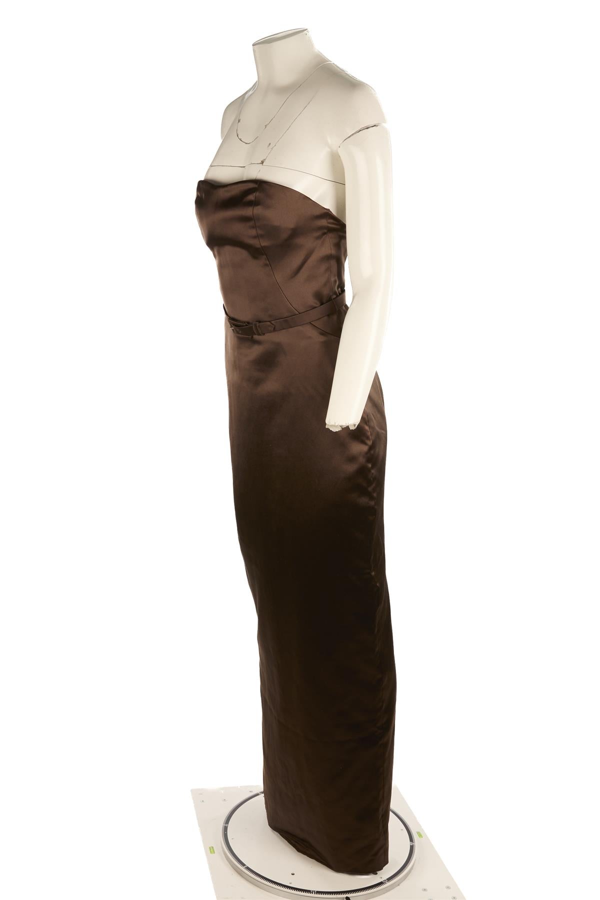 ALEXANDER MCQUEEN BROWN 2005 SILK GOWN IT 42 UK 10
