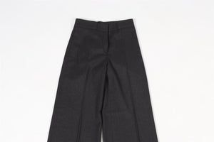 OSCAR DE LA RENTA GREY 2008 WOOL BLEND WIDE LEG PANTS US 2 UK 6