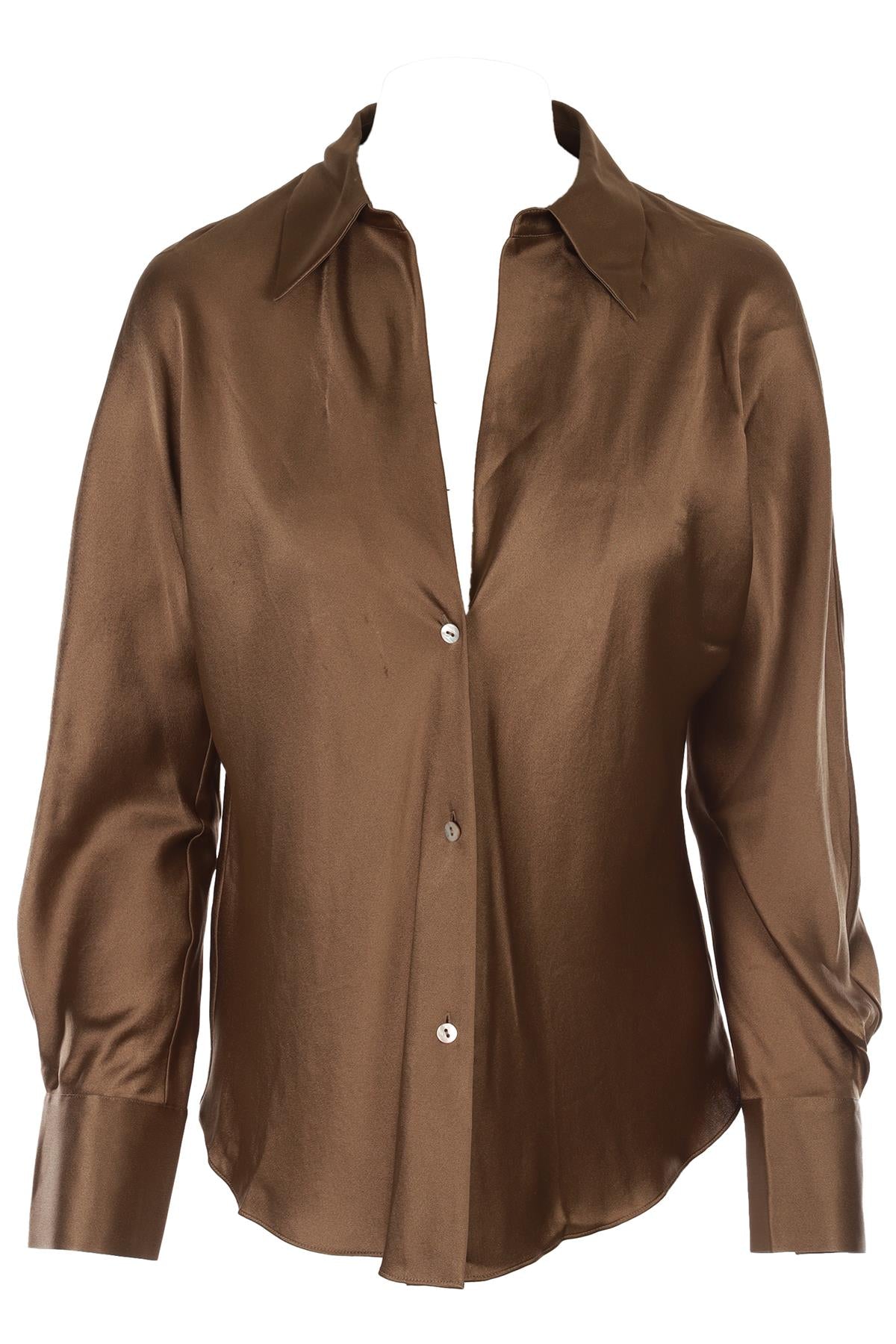 VINCE GREEN SILK SHIRT SMALL