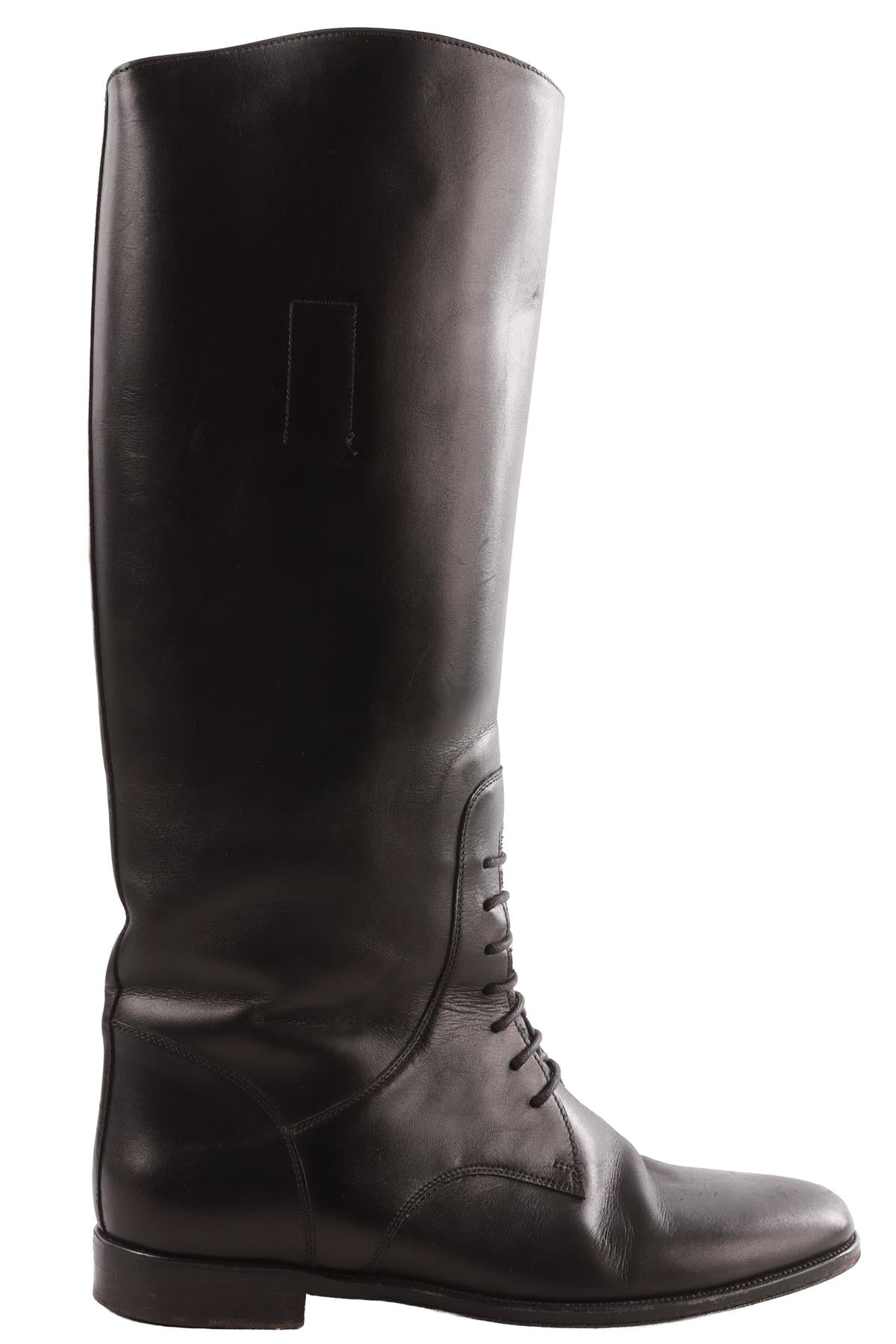 BLACK LEATHER KNEE HIGH BOOTS