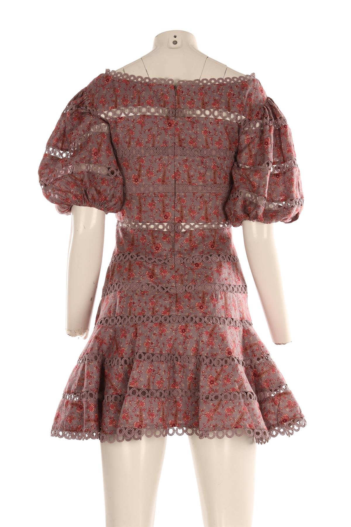 ZIMMERMANN PURPLE LINEN MINI DRESS 1 UK 10