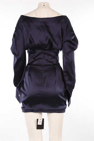 ALEXANDRE VAUTHIER NAVY SATIN MINI DRESS FR 42 UK 14