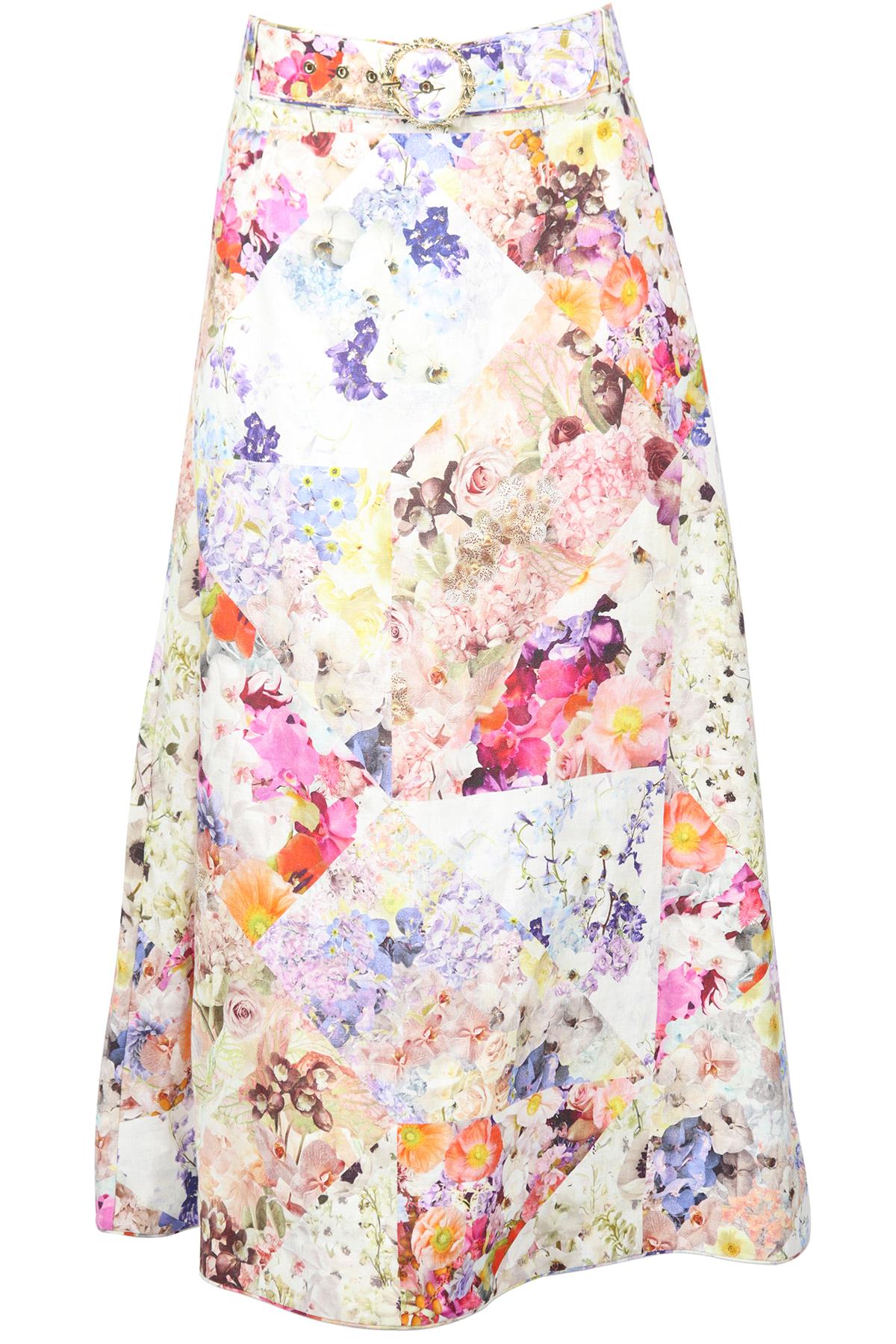 ZIMMERMANN FLORAL PRINT LINEN MAXI SKIRT UK 14
