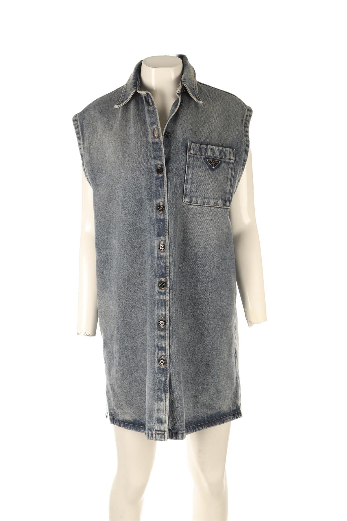 PRADA BLUE DENIM MINI DRESS IT 40 UK 8