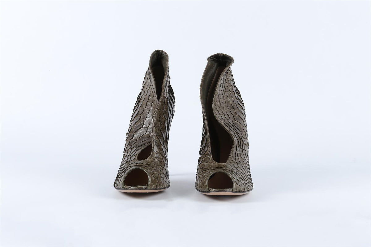 GIANVITO ROSSI GREEN PYTHON ANKLE BOOTS EU 38 UK 5 US 8