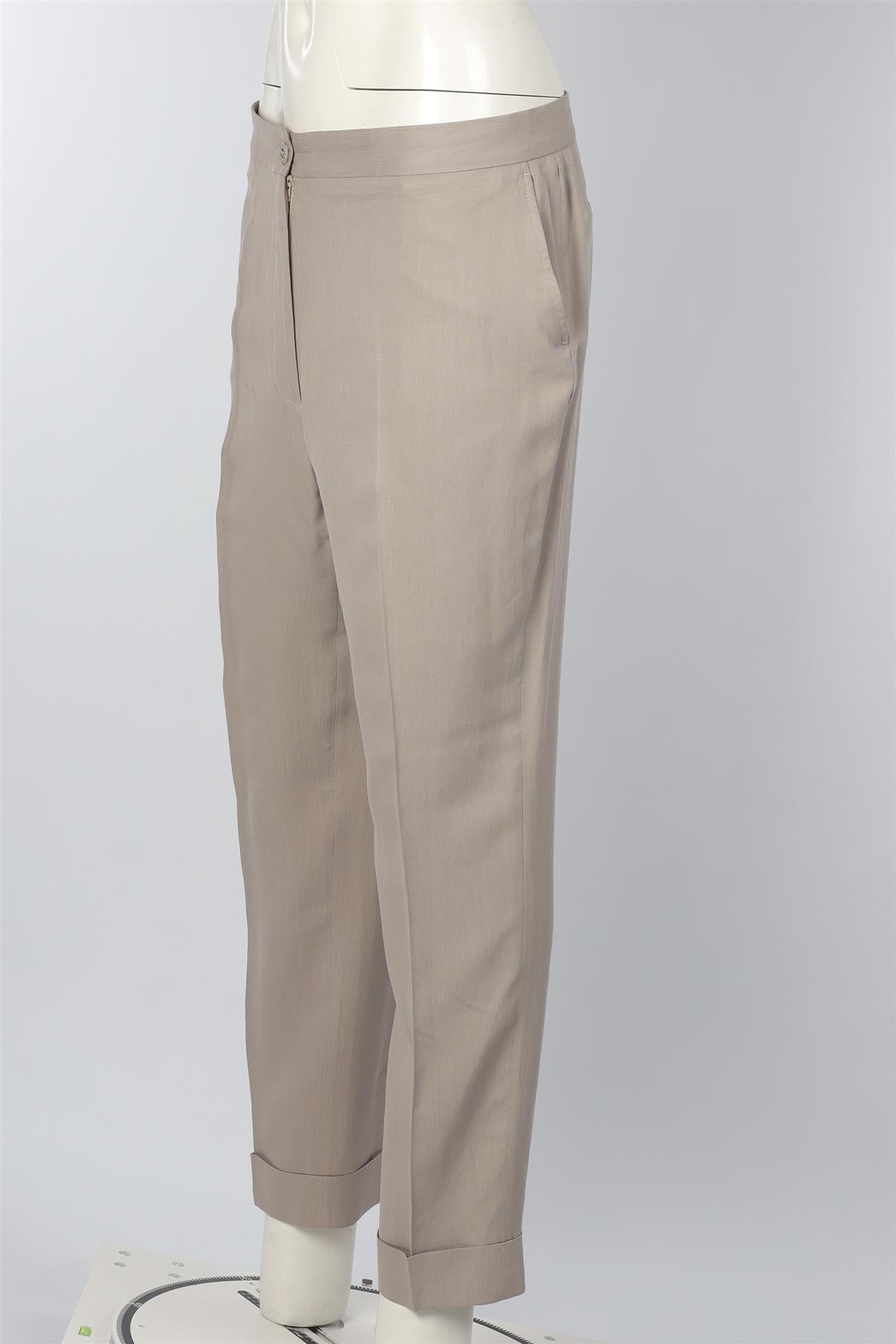 BOTTEGA VENETA GREY SILK TAPERED PANTS IT 46 UK 14