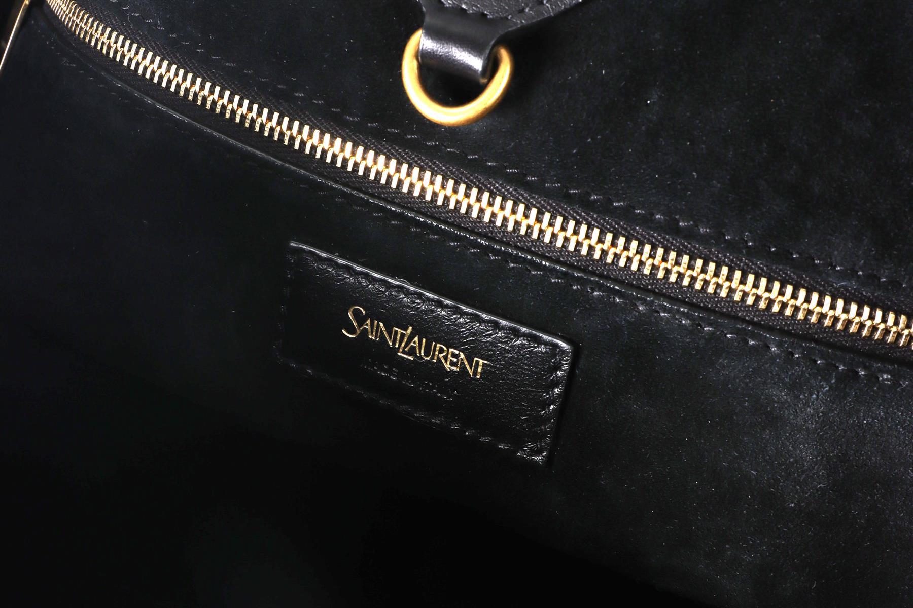 SAINT LAURENT BLACK Y LEATHER TOTE BAG