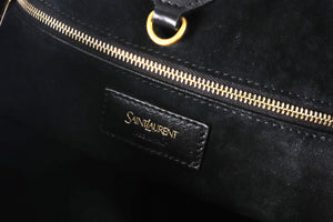 SAINT LAURENT BLACK Y LEATHER TOTE BAG