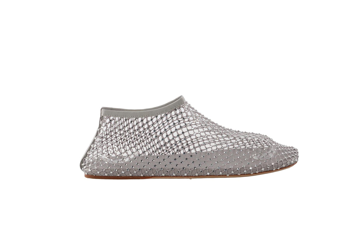 CHRISTOPHER ESBER GREY CRYSTAL AND MESH BALLET FLATS EU 38 UK 5 US 8