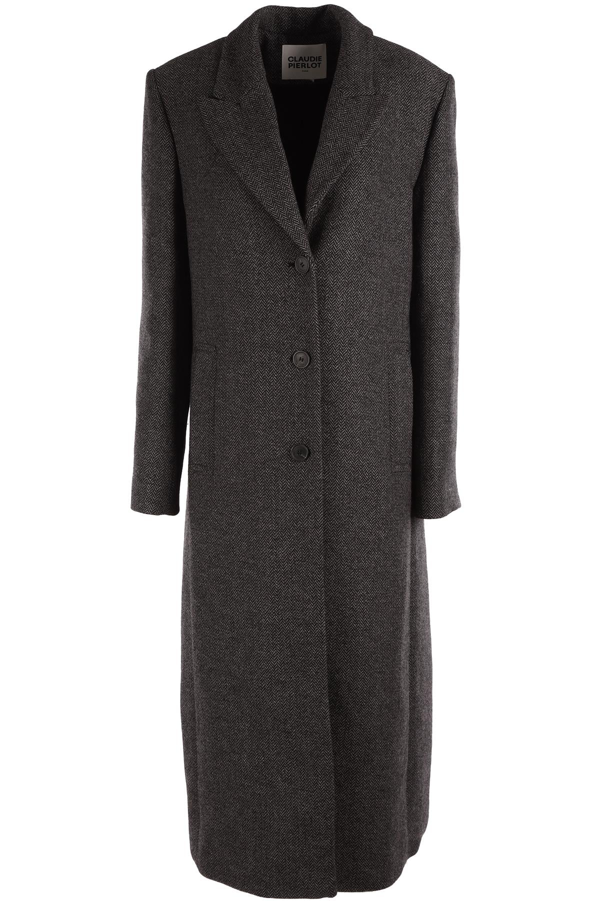 CLAUDIE PIERLOT GREY WOOL COAT FR 40 UK 12
