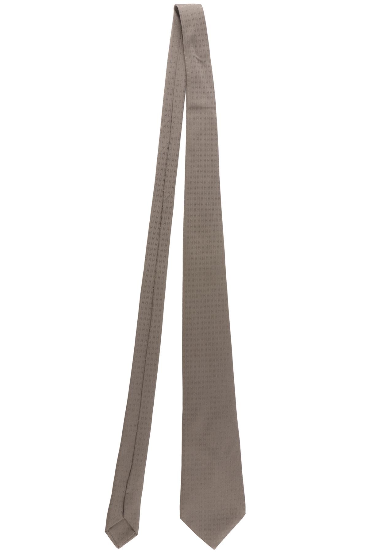 HERMÈS GREY FACONNEE H SILK TIE