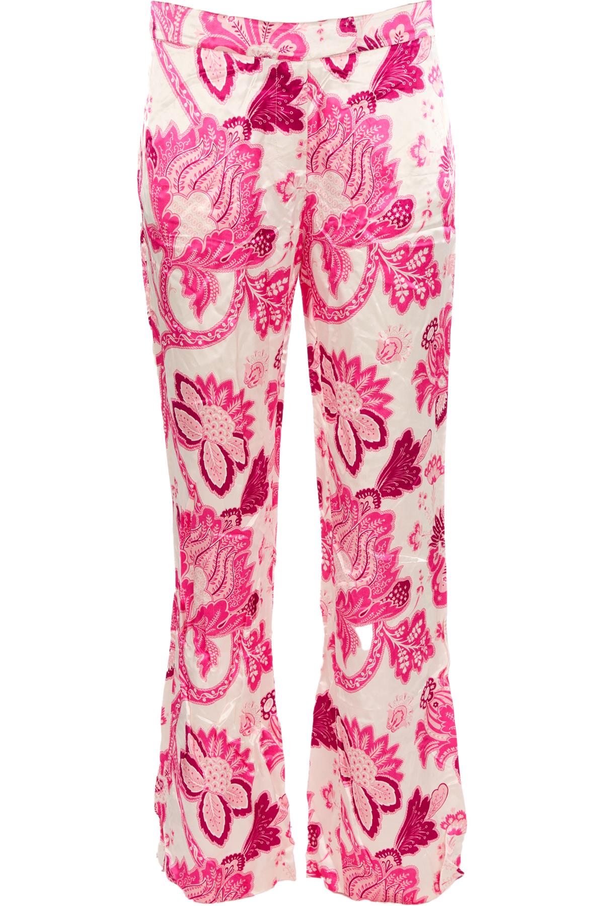 ETRO PINK SATIN STRAIGHT LEG PANTS IT 42 UK 10