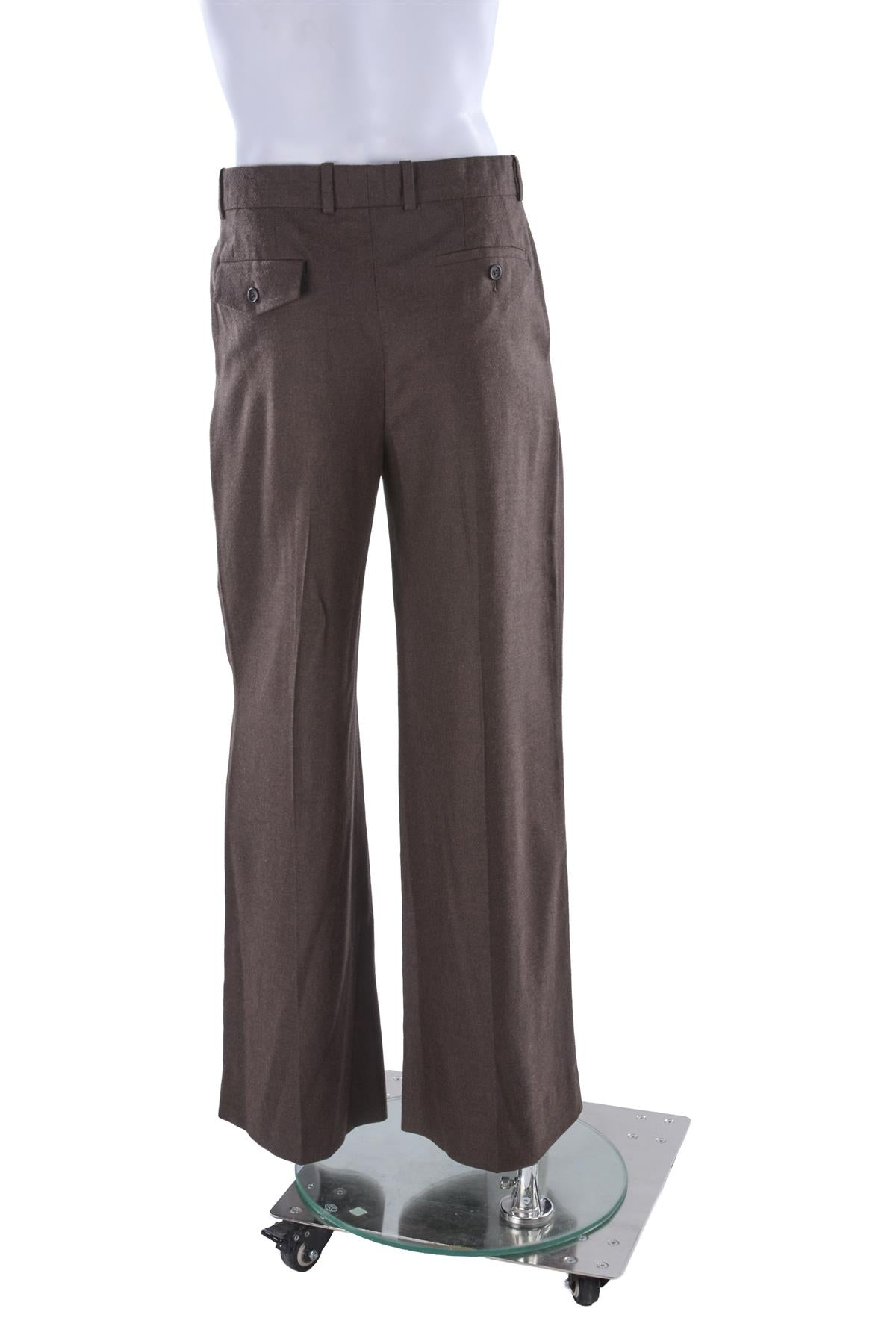 BROWN MEN'S CASHMERE WIDE LEG PANTS