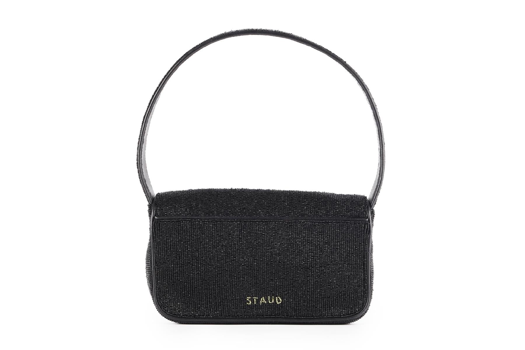 STAUD BLACK SEQUIN SHOULDER BAG