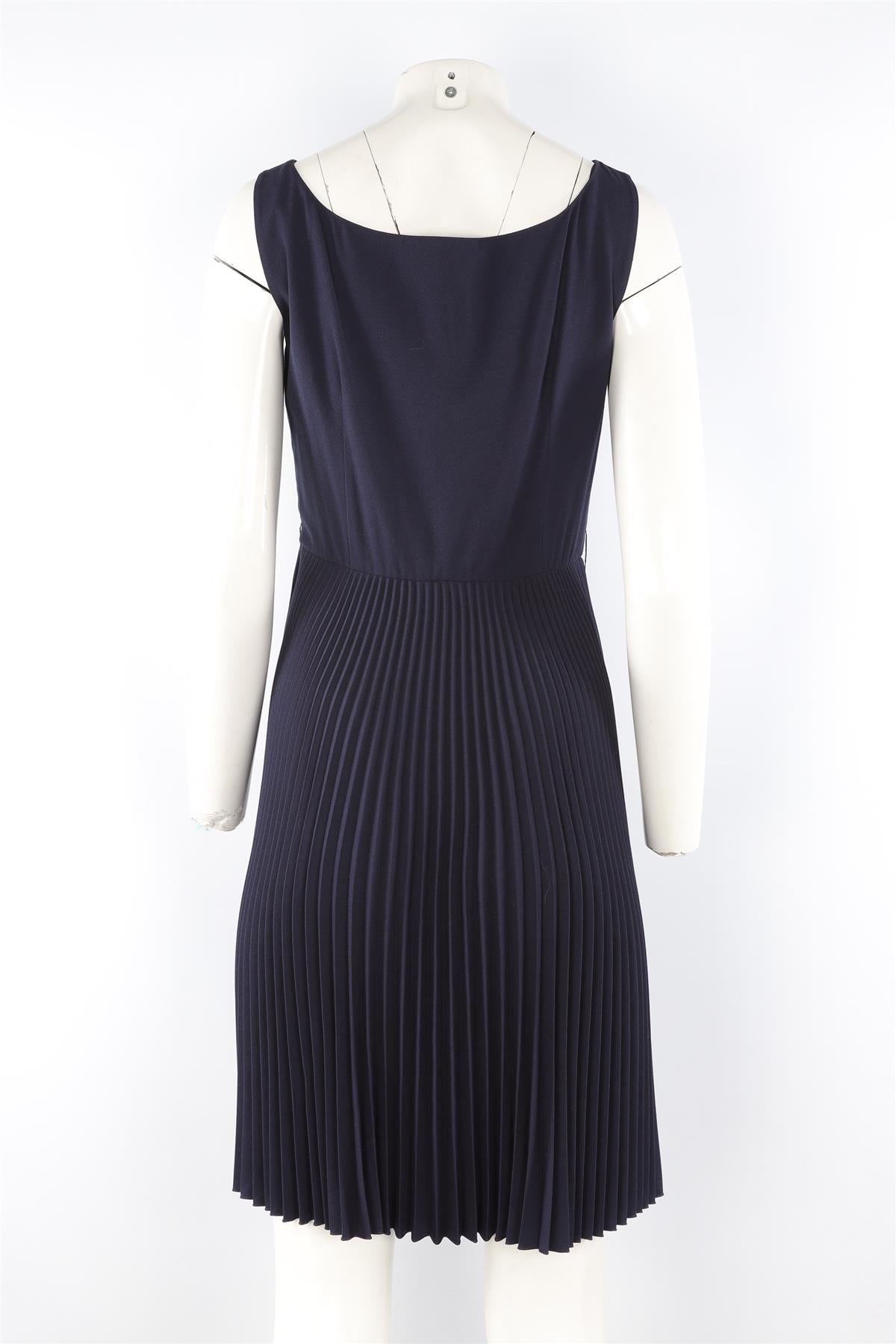 PRADA NAVY CREPE MIDI DRESS IT 40 UK 8
