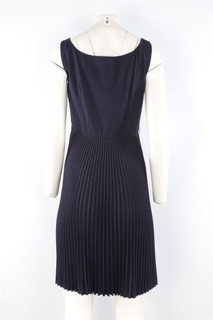 PRADA NAVY CREPE MIDI DRESS IT 40 UK 8