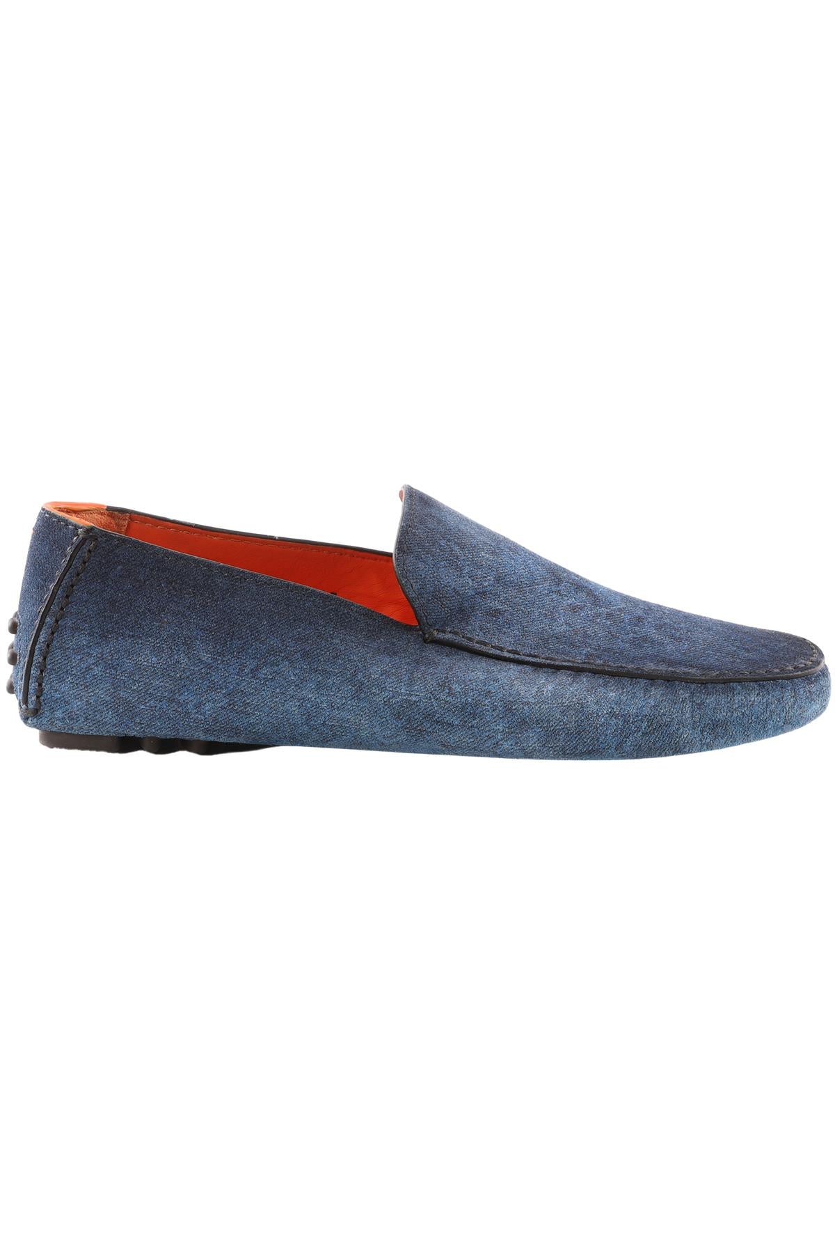 SANTONI BLUE MEN'S SUEDE LOAFERS EU 41.5 UK 8.5  US 11.5