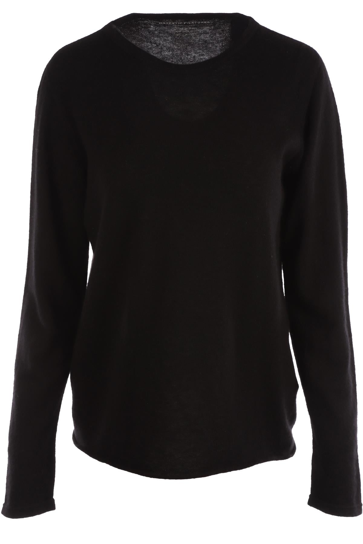 MAJESTIC FILATURES BLACK CASHMERE SWEATER FR 42